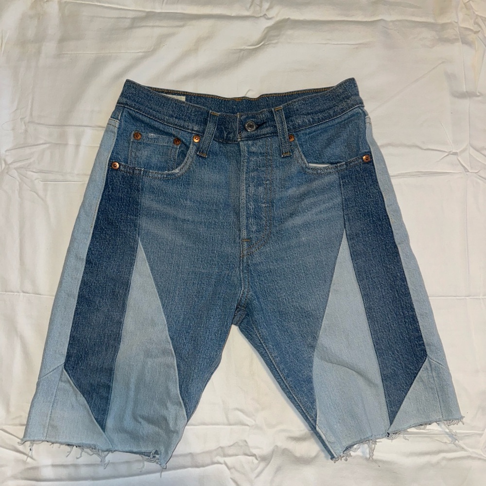 Levi’s Patchwork Denim Boyfriend Shorts